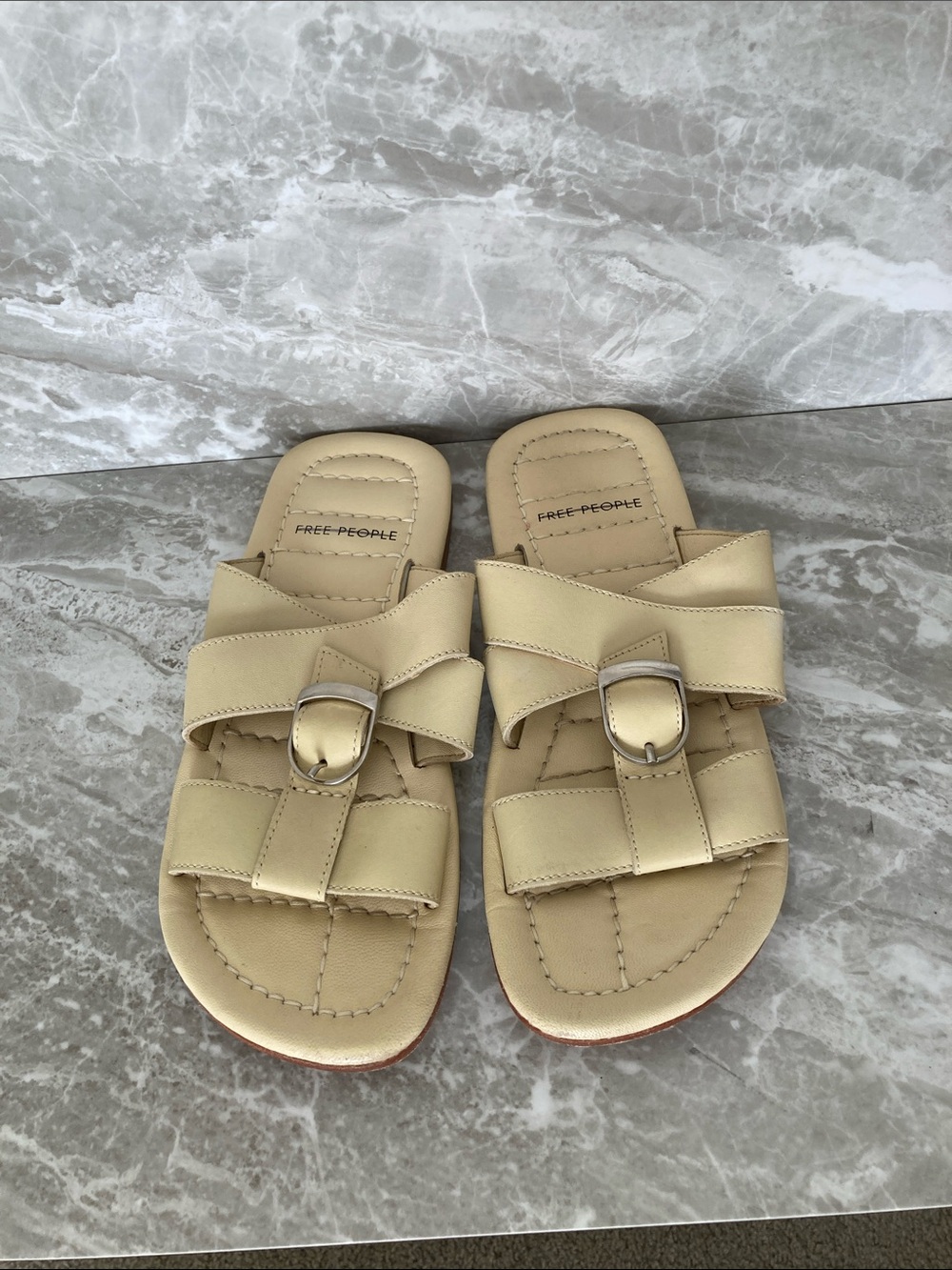 Free People Kids Cream Buckle Slide Sandals